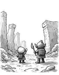 trolls exploring ancient ruins