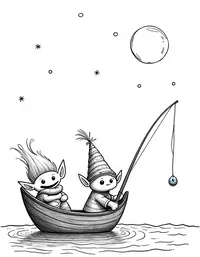 trolls fishing by moonlight