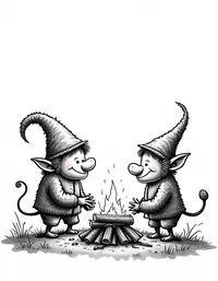 trolls gathering firewood in autumn coloring pages