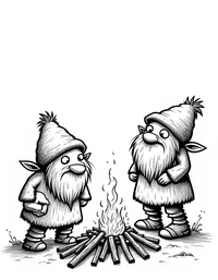 trolls gathering firewood in autumn