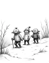 trolls navigating through dense fog