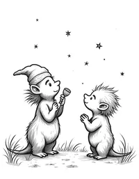 trolls observing stars at night