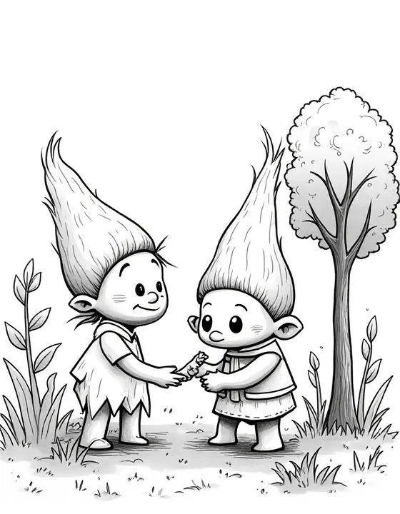 trolls planting trees in meadows