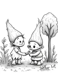 trolls planting trees in meadows coloring pages