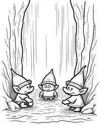 trolls playing hide-and-seek under waterfalls coloring pages