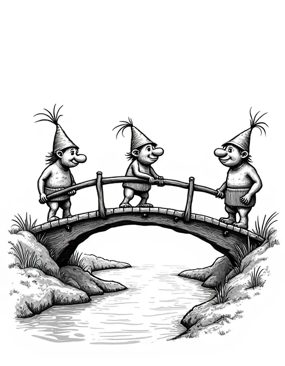 trolls repairing wooden bridges