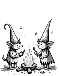 trolls singing songs around campfire