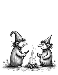 trolls telling tales by bonfires