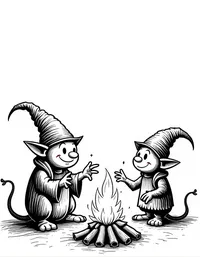 trolls telling tales by bonfires