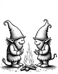 trolls telling tales by bonfires