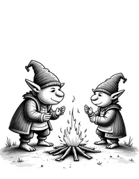 trolls telling tales by bonfires