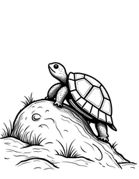 turtle climbing a rocky hill