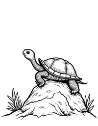 turtle climbing a rocky hill