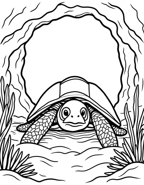 turtle exploring underwater caves