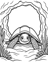 turtle exploring underwater caves