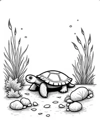 turtle exploring underwater caves