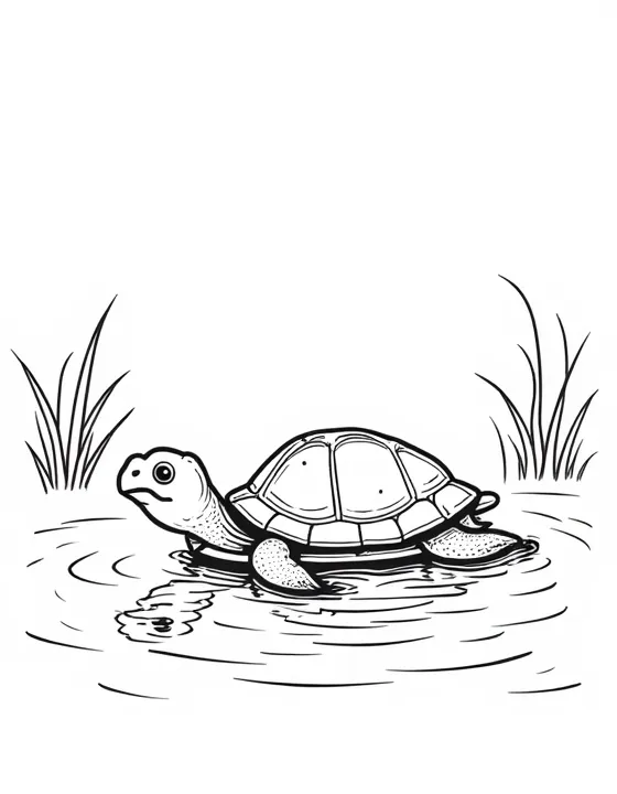 turtle floating in a serene lake