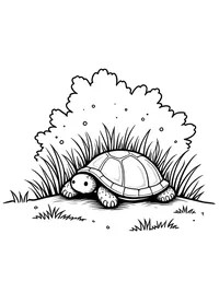 turtle napping under a bush