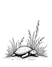 turtle napping under a bush