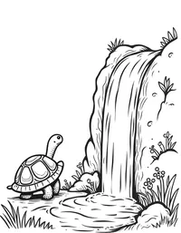 turtle observing a waterfall