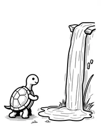 turtle observing a waterfall