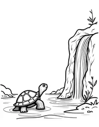 turtle observing a waterfall