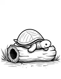 turtle sleeping in a hollow log