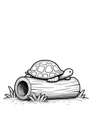 turtle sleeping in a hollow log