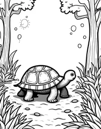 turtle wandering through a lush forest