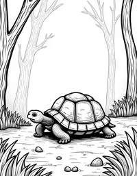 turtle wandering through a lush forest