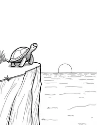 turtle watching sunrise from a cliff