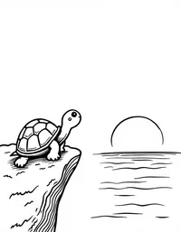 turtle watching sunrise from a cliff