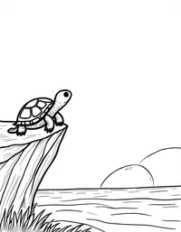 turtle watching sunrise from a cliff